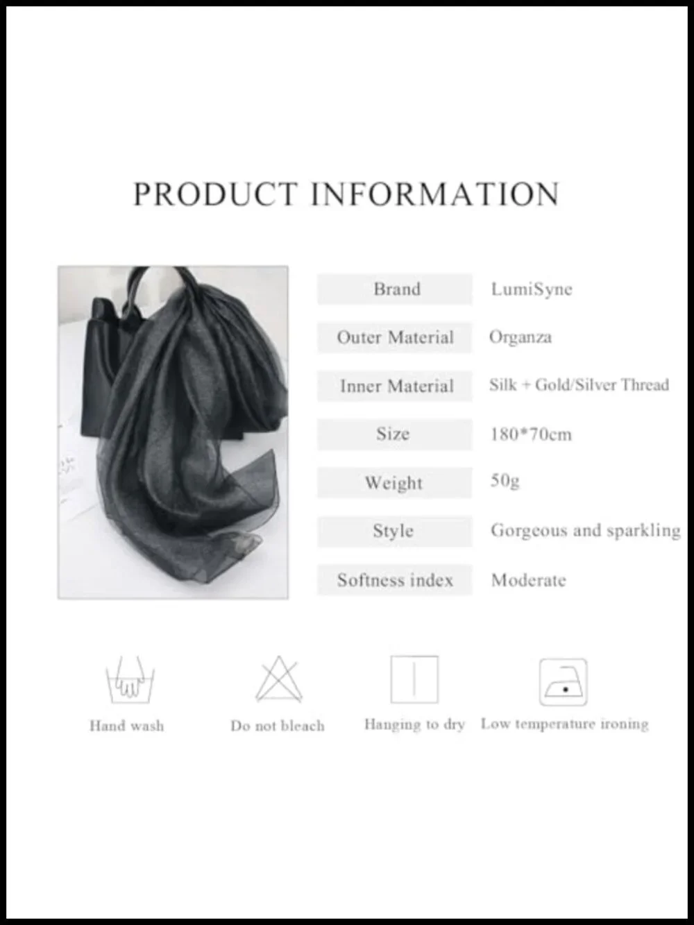 Organza Silk Scarf for Women Sheer Shimmering Wrap Bridal Wedding Party Shawl